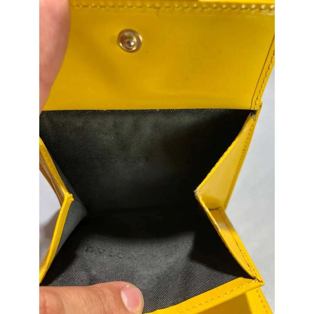Bvlgari Logomania Bifold Wallet Black Pink Canvas Yellow Leather Italy ABEMEM